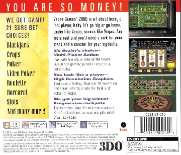 Vegas Games 2000 (US) box cover back